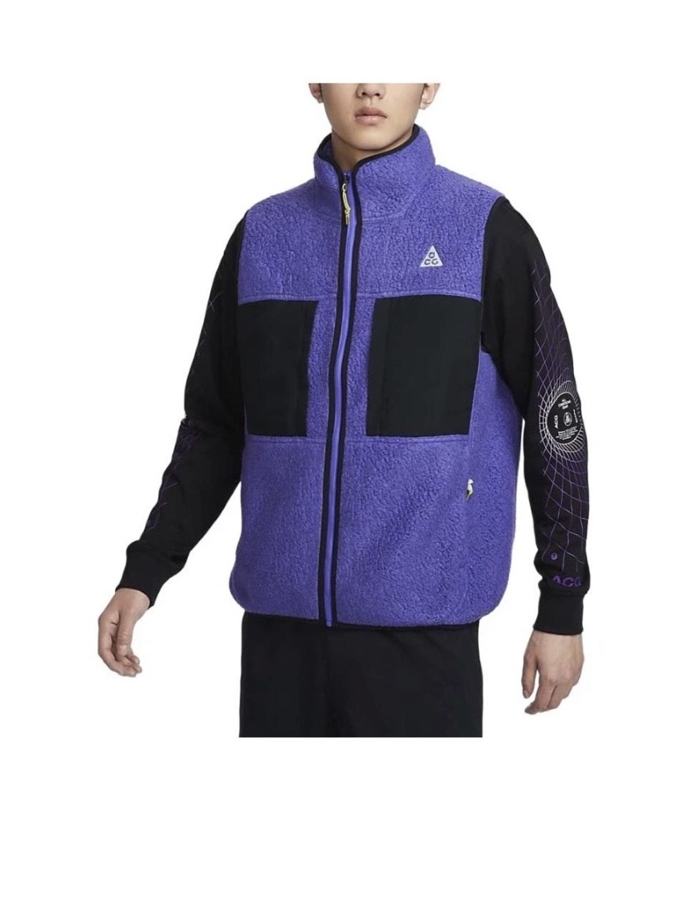 Nike ACG  Arctic Wolf Contrast Stand Collar Zip Casual Fleece Vest.